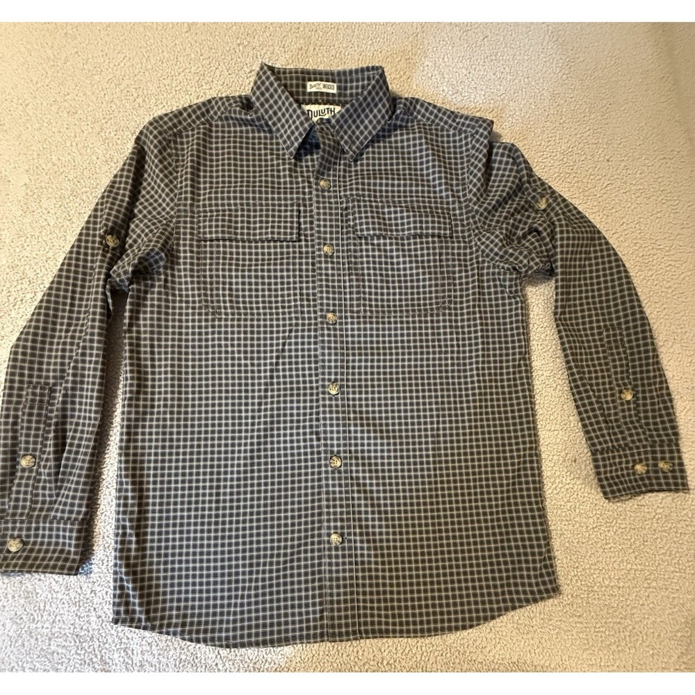 Duluth Active Button Up Long Sleeve Gray Outdoor Hiking Cool Vented Men's M
